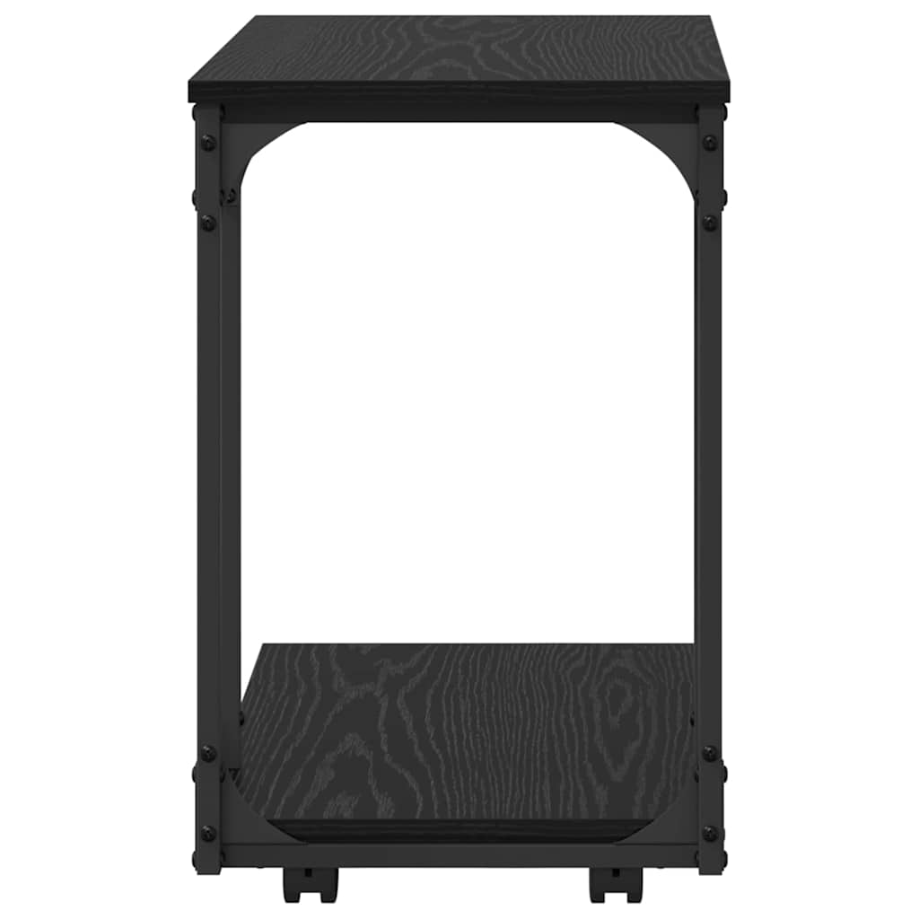 vidaXL Stolik boczny z półką z kołem Czarny Dąb 50 x 35 x 55.5 cm