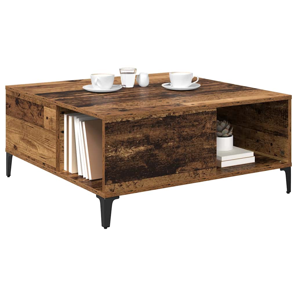 vidaXL Stolik kawowy Stare drewno 80 x 80 x 36,5 cm