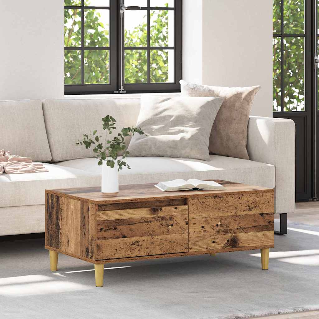 vidaXL Stolik kawowy z szufladą Stare drewno 90 x 50 x 35 cm