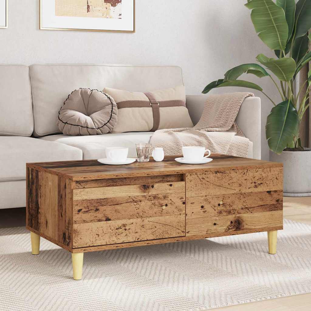 vidaXL Stolik kawowy z szufladą Stare drewno 90 x 50 x 35 cm