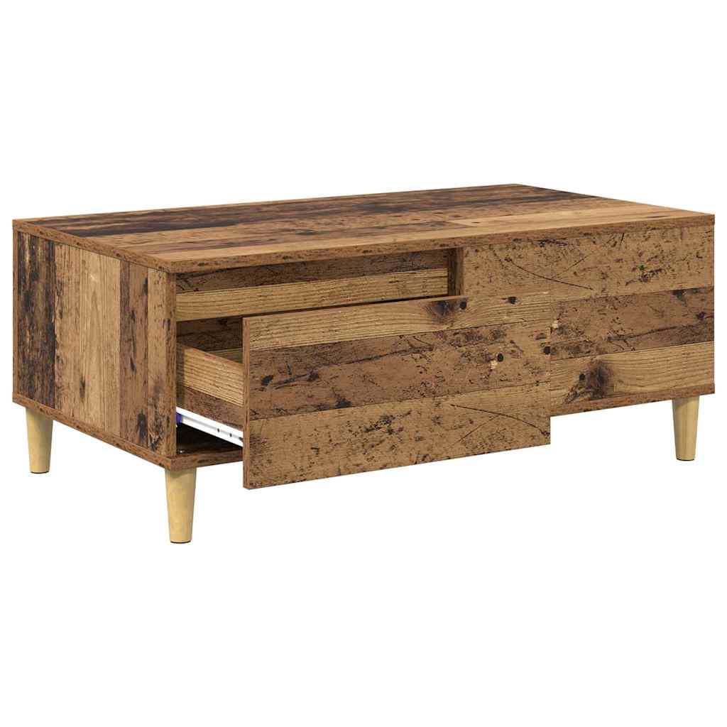 vidaXL Stolik kawowy z szufladą Stare drewno 90 x 50 x 35 cm