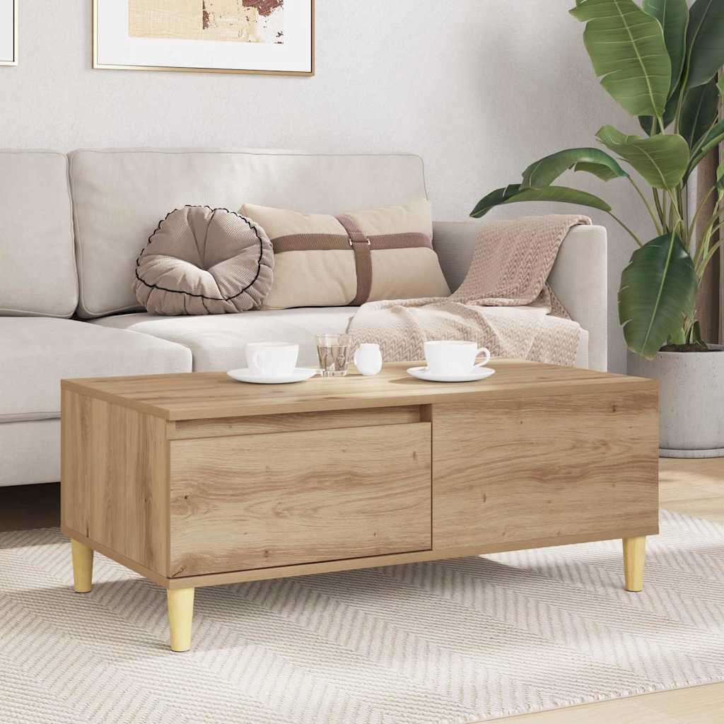 vidaXL Stolik kawowy z szufladą Dąb rzemieślniczy 90 x 50 x 35 cm