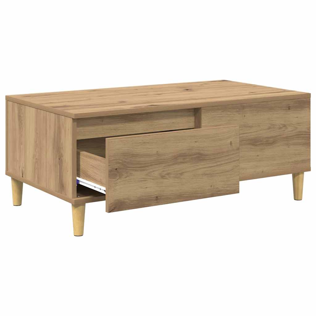 vidaXL Stolik kawowy z szufladą Dąb rzemieślniczy 90 x 50 x 35 cm