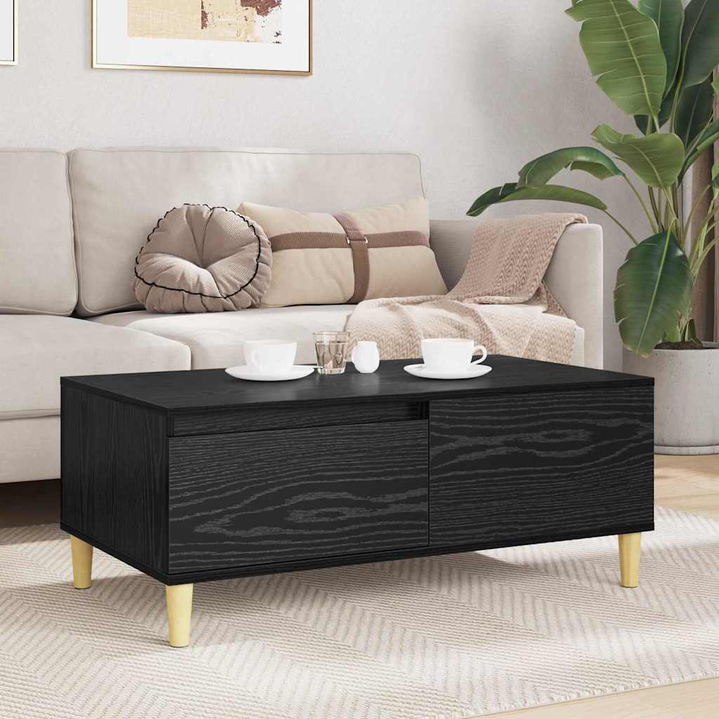 vidaXL Stolik kawowy z szufladą Czarny Dąb 90 x 50 x 35 cm