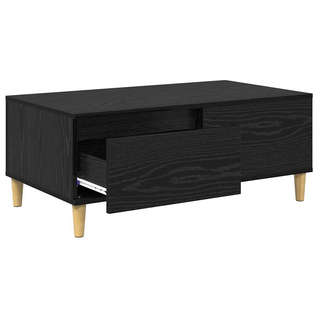 vidaXL Stolik kawowy z szufladą Czarny Dąb 90 x 50 x 35 cm
