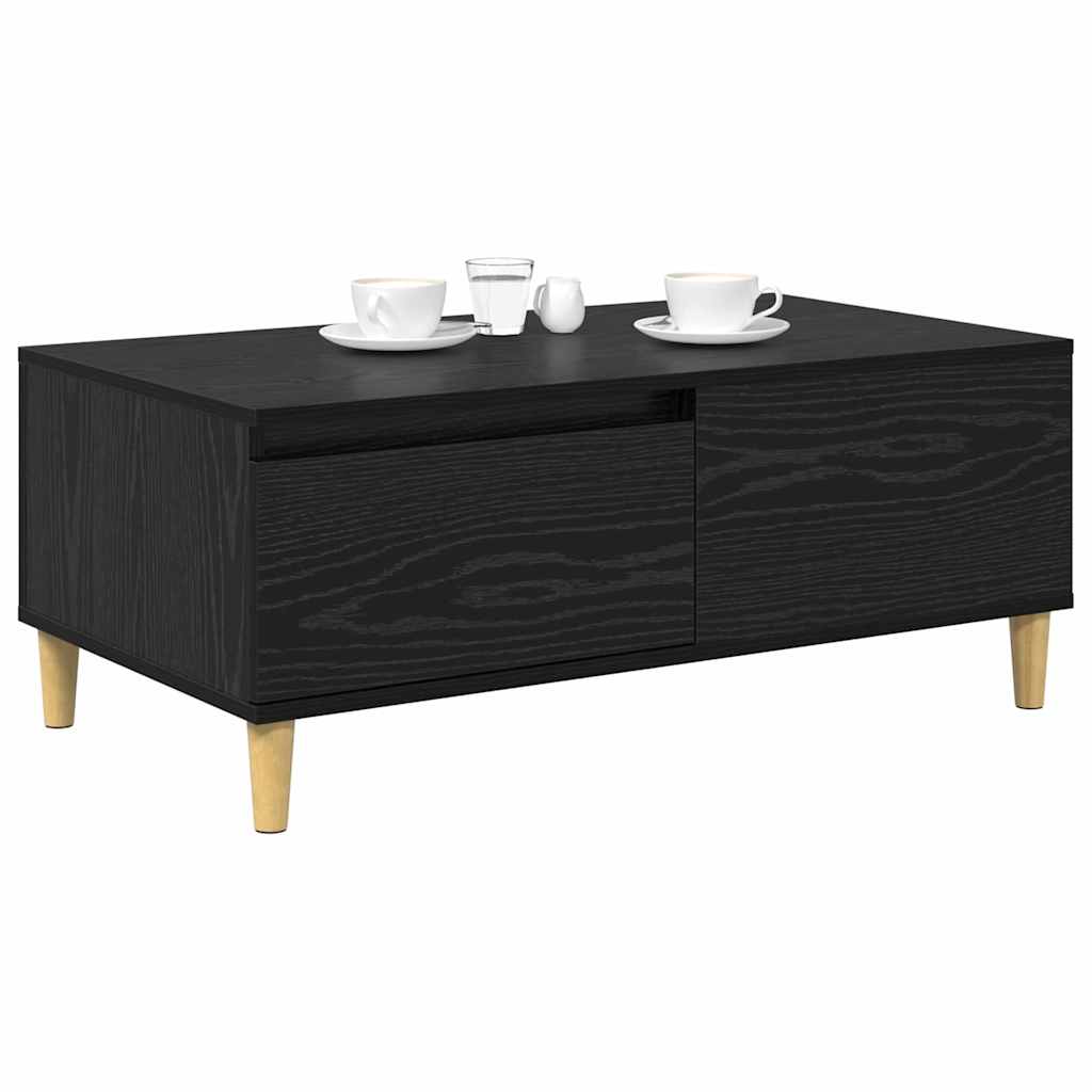 vidaXL Stolik kawowy z szufladą Czarny Dąb 90 x 50 x 35 cm