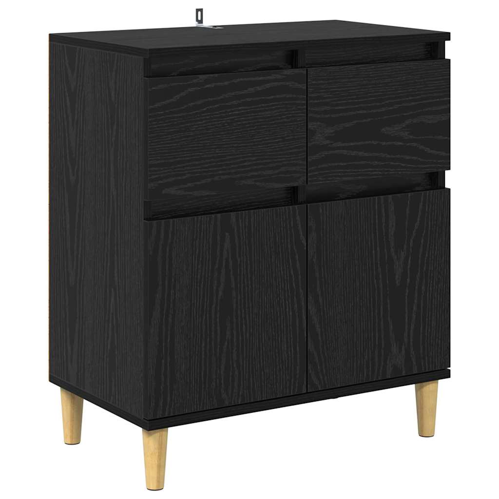 vidaXL Bufet Czarny Dąb 60 x 35 x 70 cm Materiał drewnopochodny