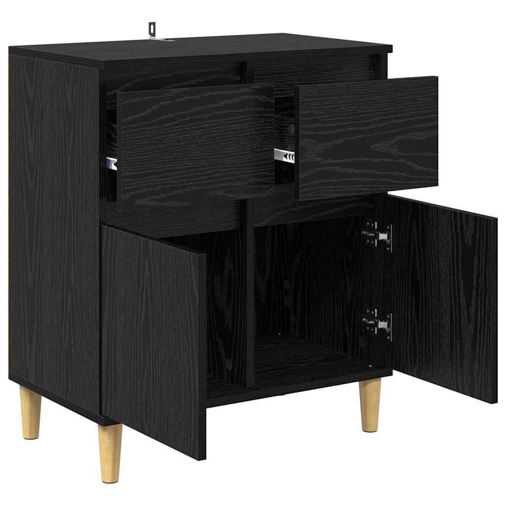 vidaXL Bufet Czarny Dąb 60 x 35 x 70 cm Materiał drewnopochodny