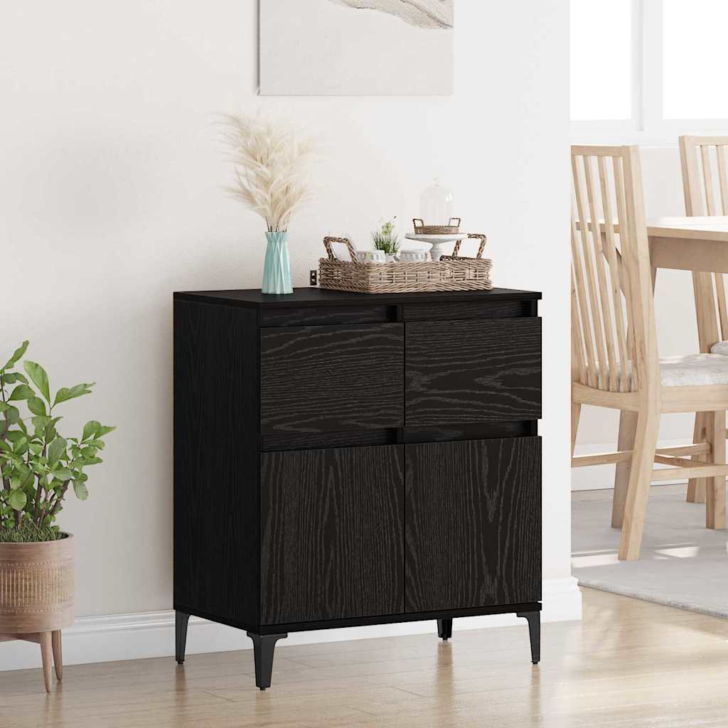 vidaXL Bufet Czarny Dąb 60 x 35 x 70 cm Drewno inżynieryjne i żelazo