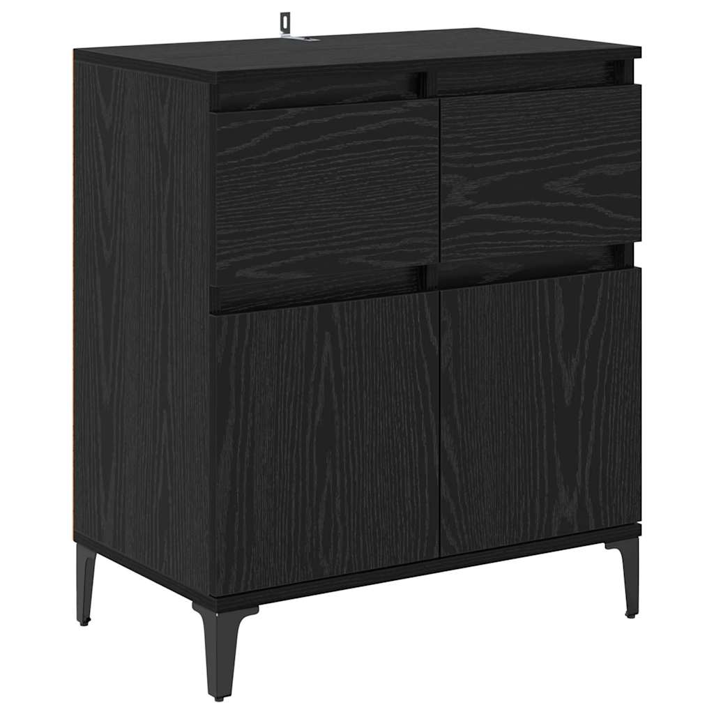 vidaXL Bufet Czarny Dąb 60 x 35 x 70 cm Drewno inżynieryjne i żelazo