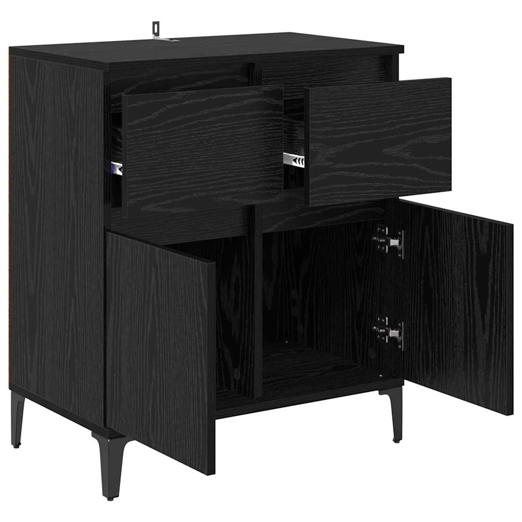vidaXL Bufet Czarny Dąb 60 x 35 x 70 cm Drewno inżynieryjne i żelazo