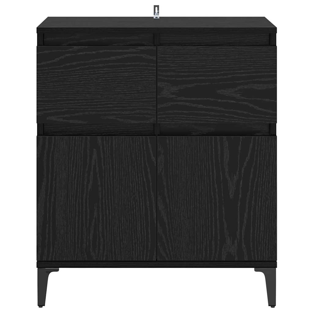 vidaXL Bufet Czarny Dąb 60 x 35 x 70 cm Drewno inżynieryjne i żelazo