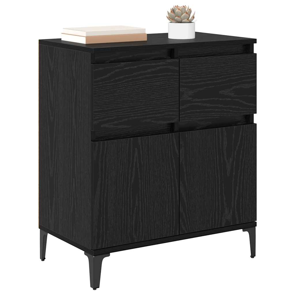vidaXL Bufet Czarny Dąb 60 x 35 x 70 cm Drewno inżynieryjne i żelazo