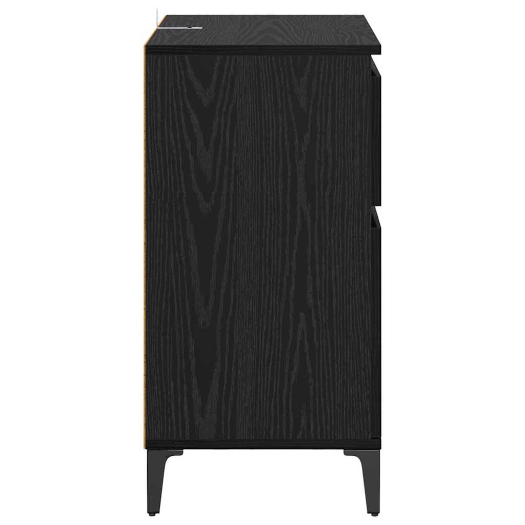 vidaXL Bufet Czarny Dąb 60 x 35 x 70 cm Drewno inżynieryjne i żelazo