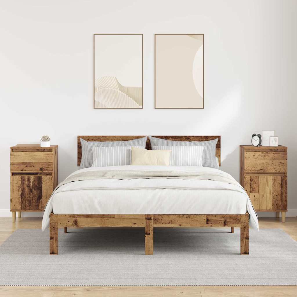 vidaXL Szafka Nocna z szufladą 2 pcs Stare drewno 40 x 35 x 70 cm
