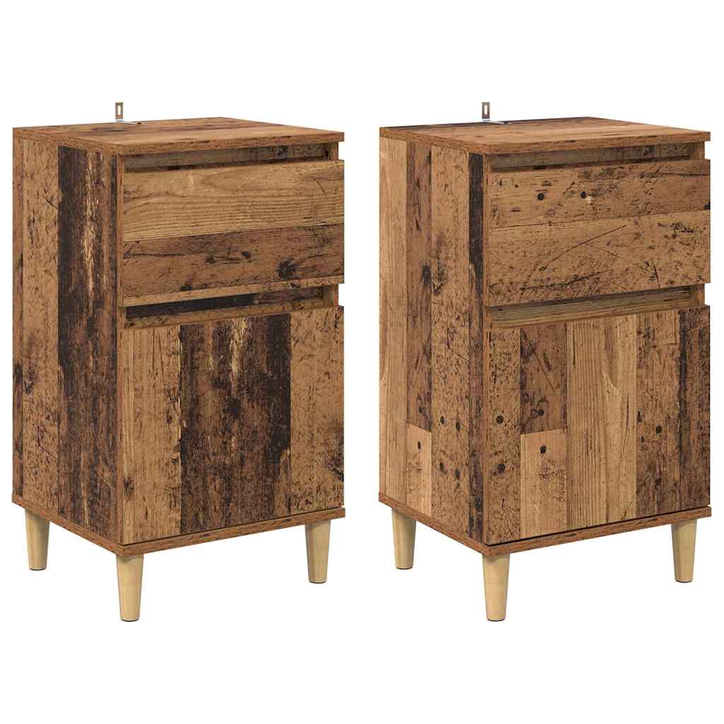 vidaXL Szafka Nocna z szufladą 2 pcs Stare drewno 40 x 35 x 70 cm