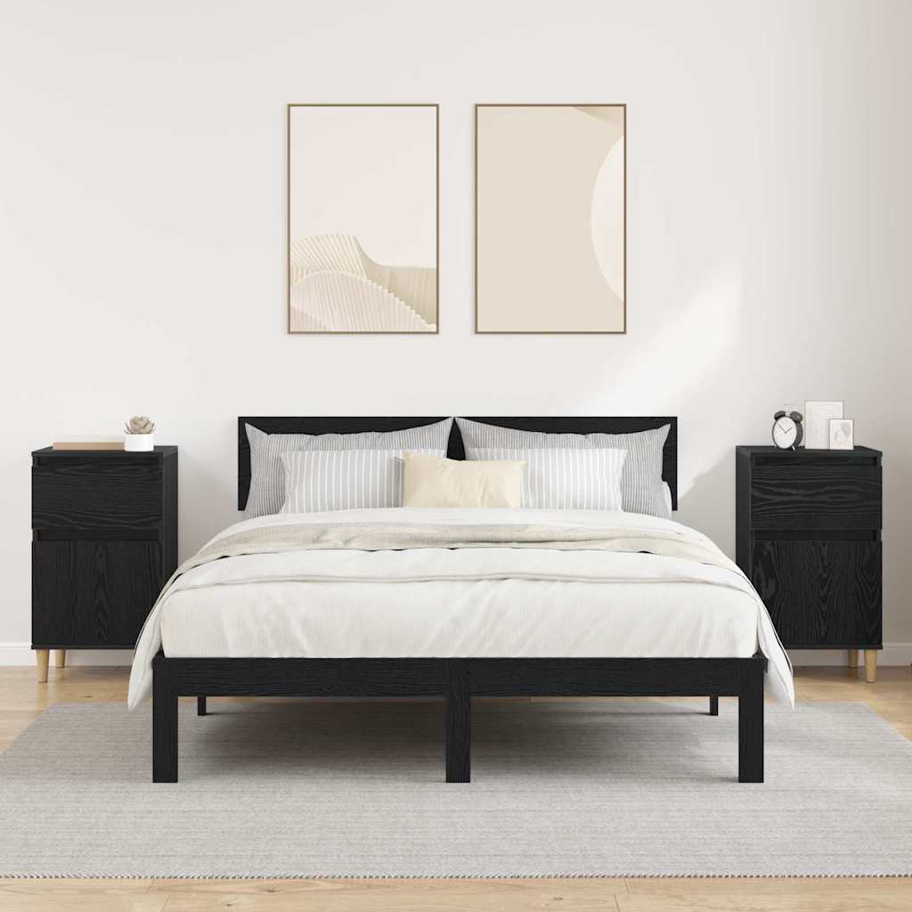 vidaXL Szafka Nocna z szufladą 2 pcs Czarny Dąb 40 x 35 x 70 cm