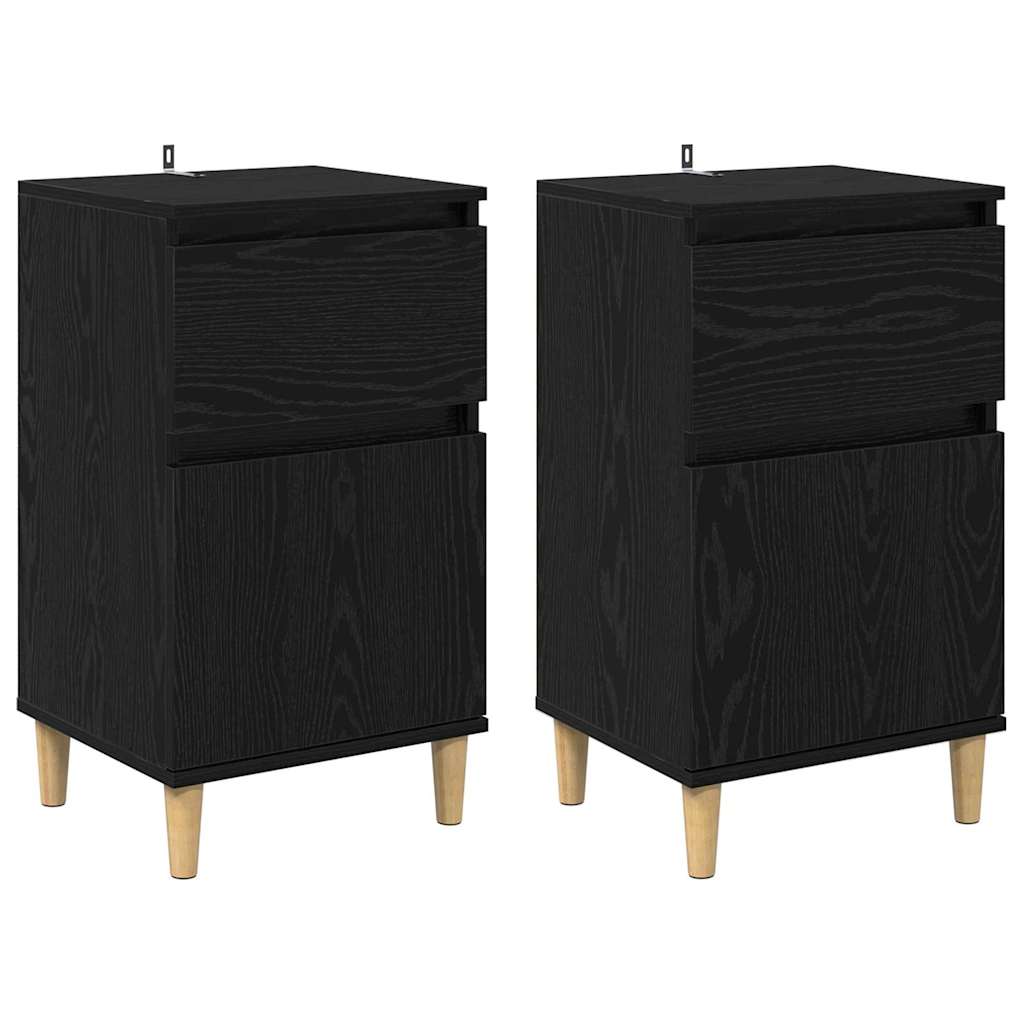 vidaXL Szafka Nocna z szufladą 2 pcs Czarny Dąb 40 x 35 x 70 cm