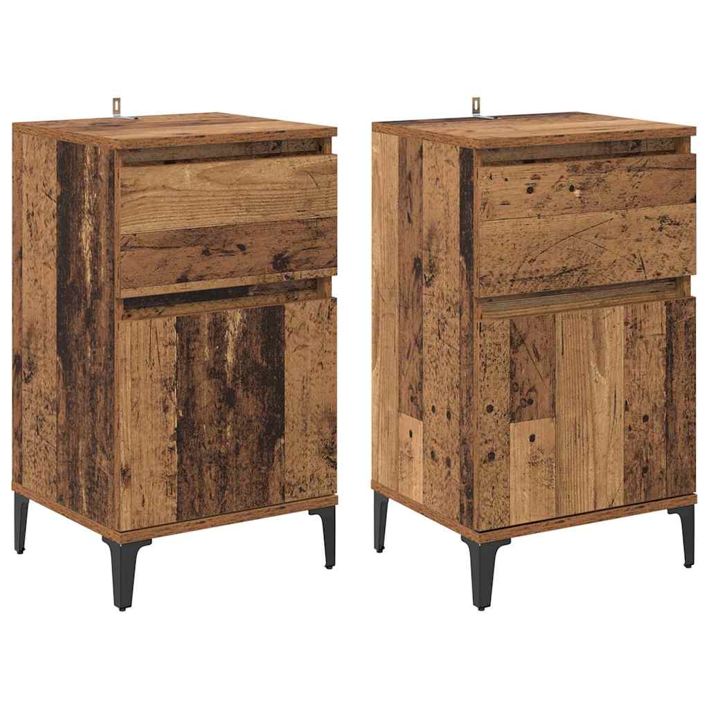vidaXL Szafka Nocna z szufladą 2 pcs Stare drewno 40 x 35 x 70 cm