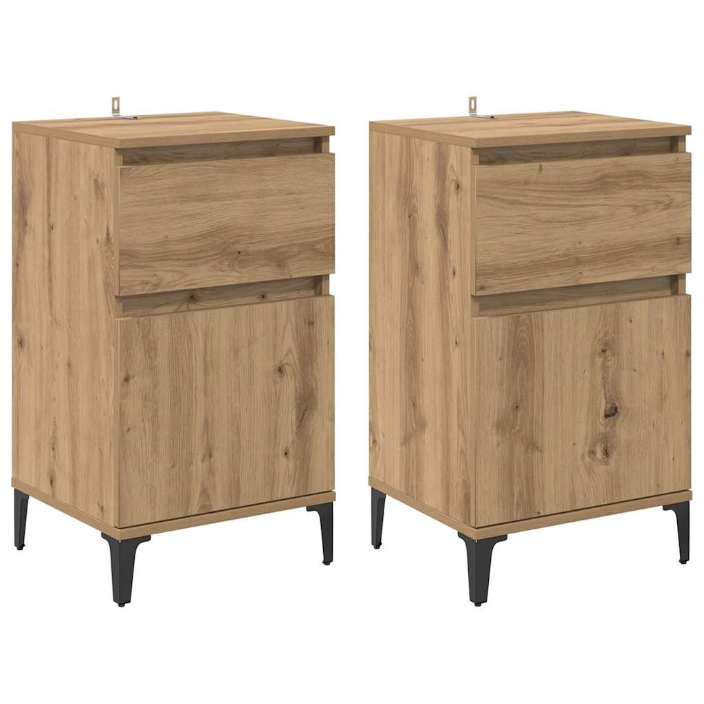 vidaXL Szafka Nocna z szufladą 2 pcs Dąb rzemieślniczy 40 x 35 x 70 cm
