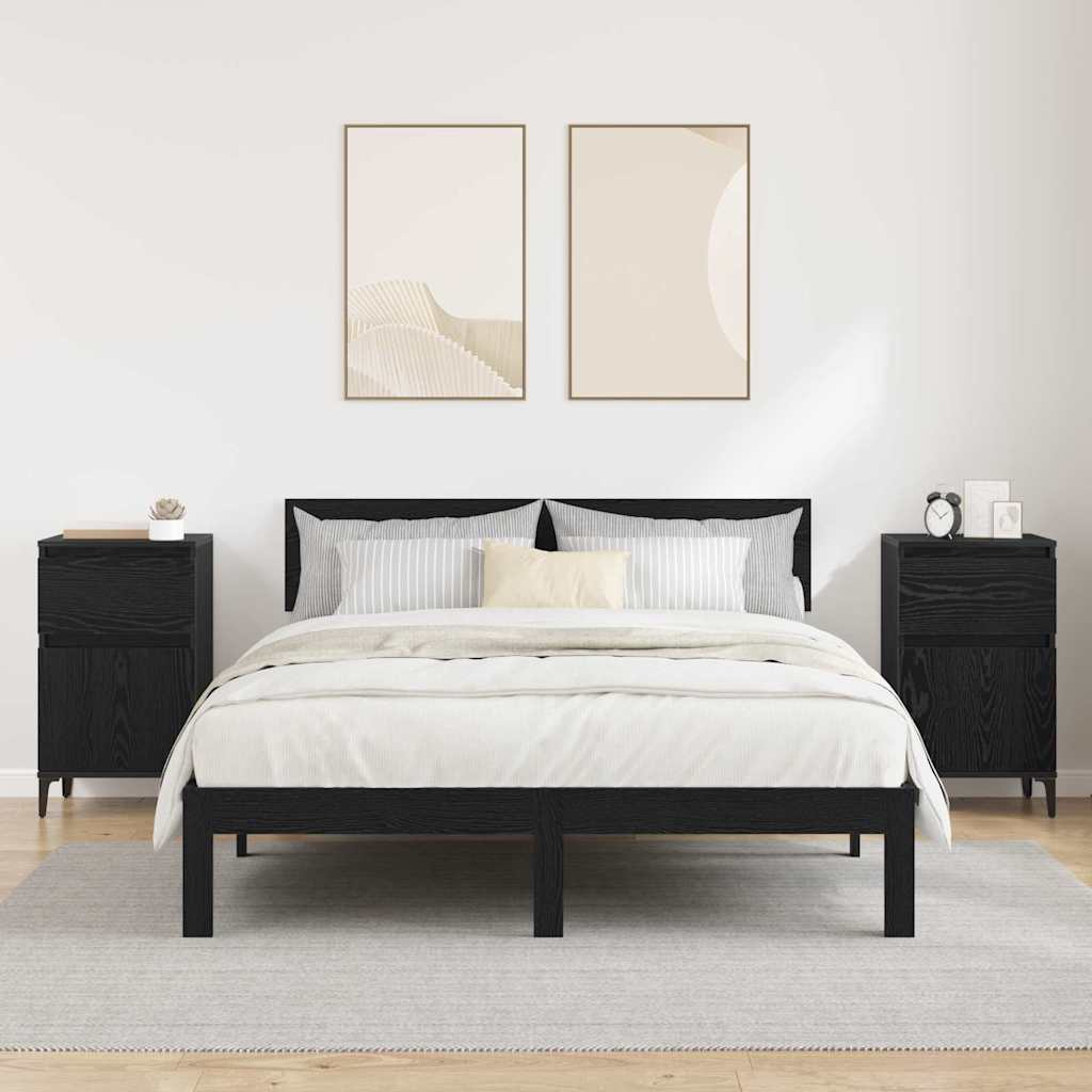 vidaXL Szafka Nocna z szufladą 2 pcs Czarny Dąb 40 x 35 x 70 cm