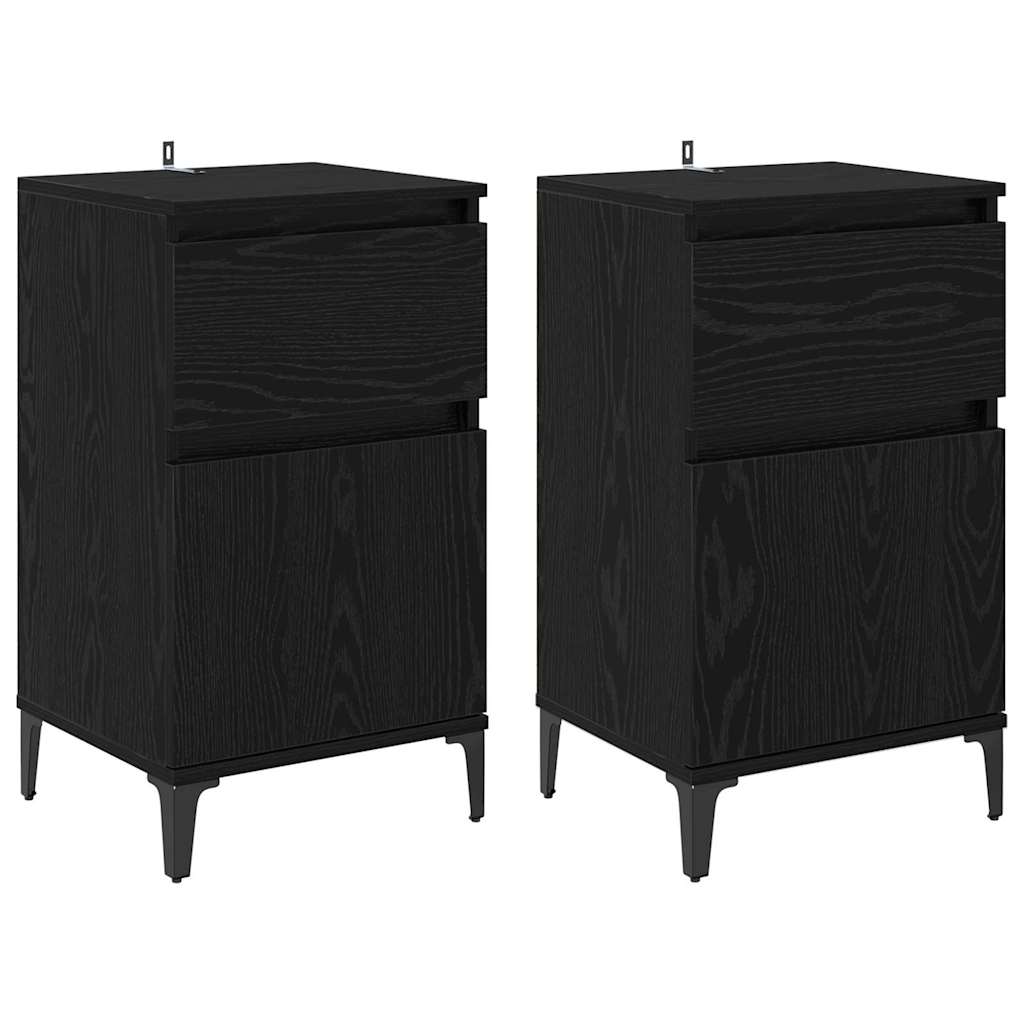 vidaXL Szafka Nocna z szufladą 2 pcs Czarny Dąb 40 x 35 x 70 cm