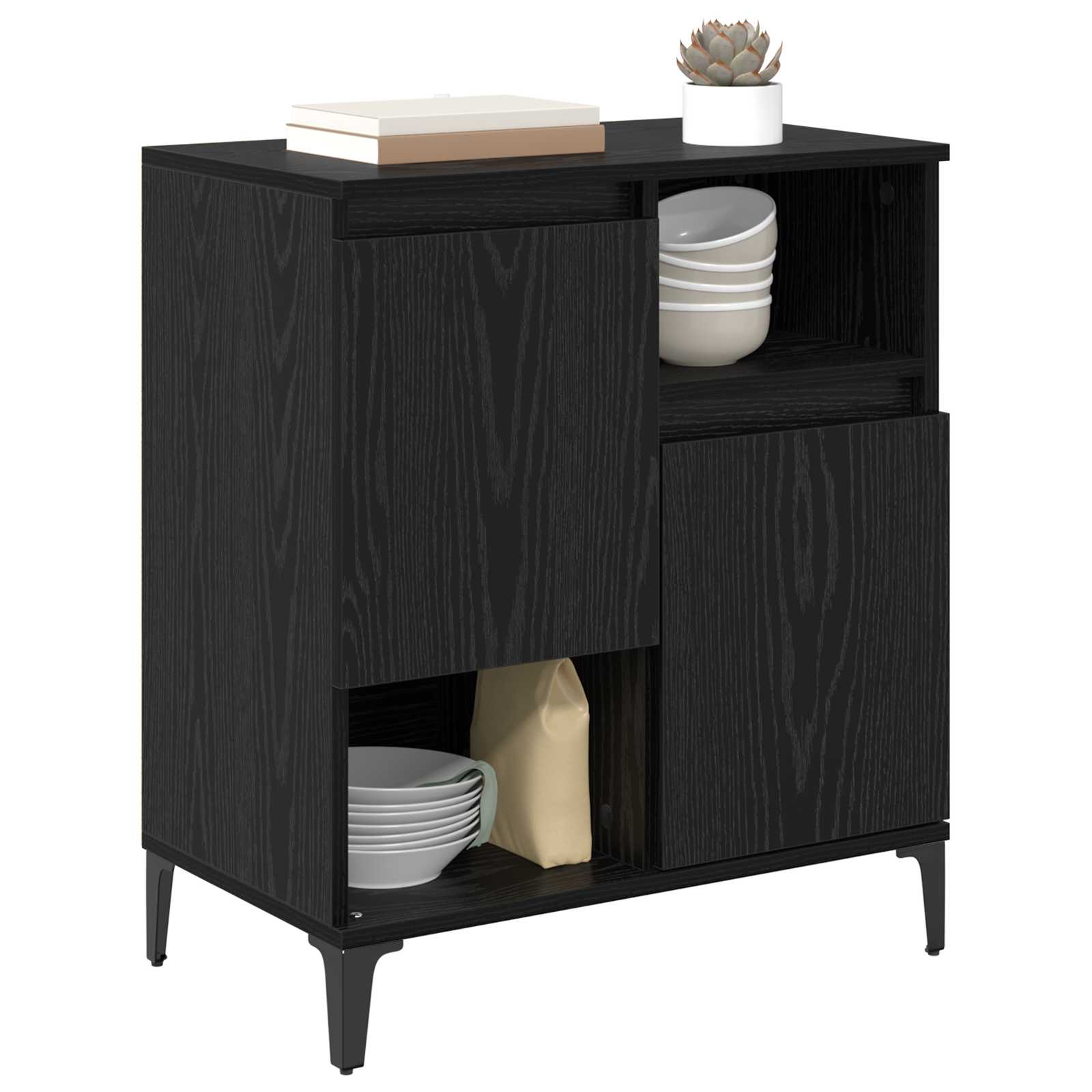 vidaXL Bufet Czarny Dąb 60 x 35 x 70 cm Materiał drewnopochodny