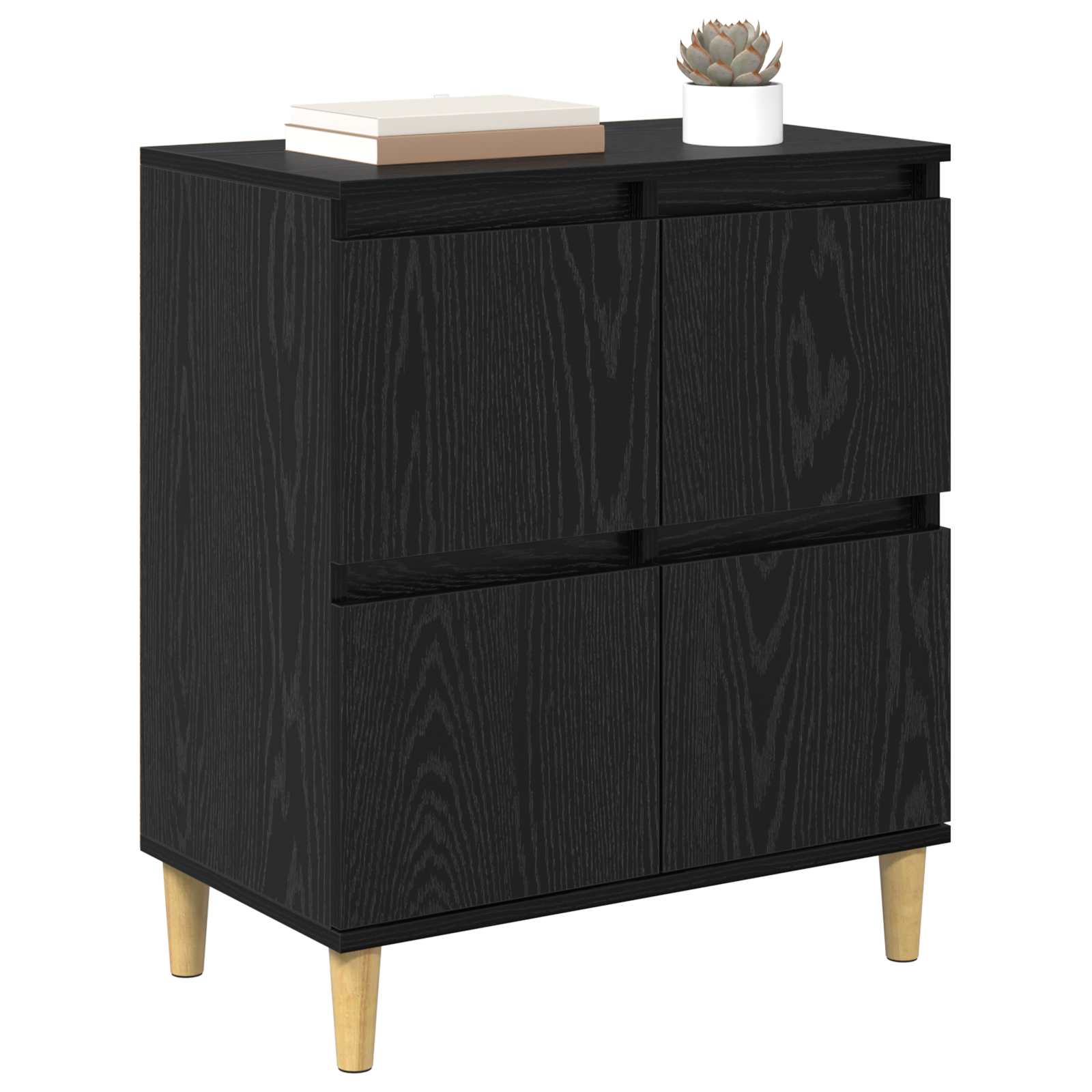 vidaXL Bufet Czarny Dąb 60 x 35 x 70 cm Materiał drewnopochodny