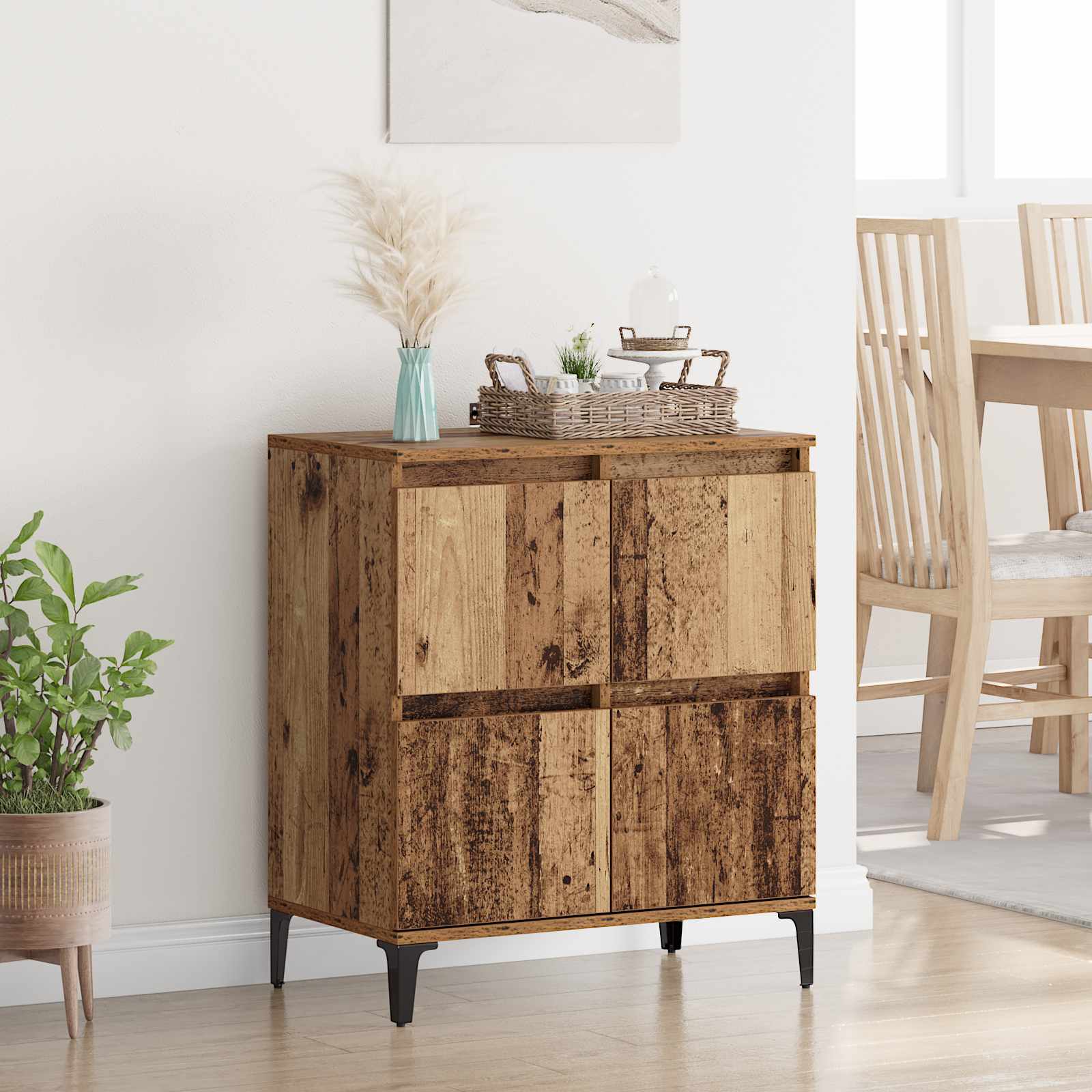 vidaXL Bufet Stare drewno 60 x 35 x 70 cm Drewno inżynieryjne i żelazo