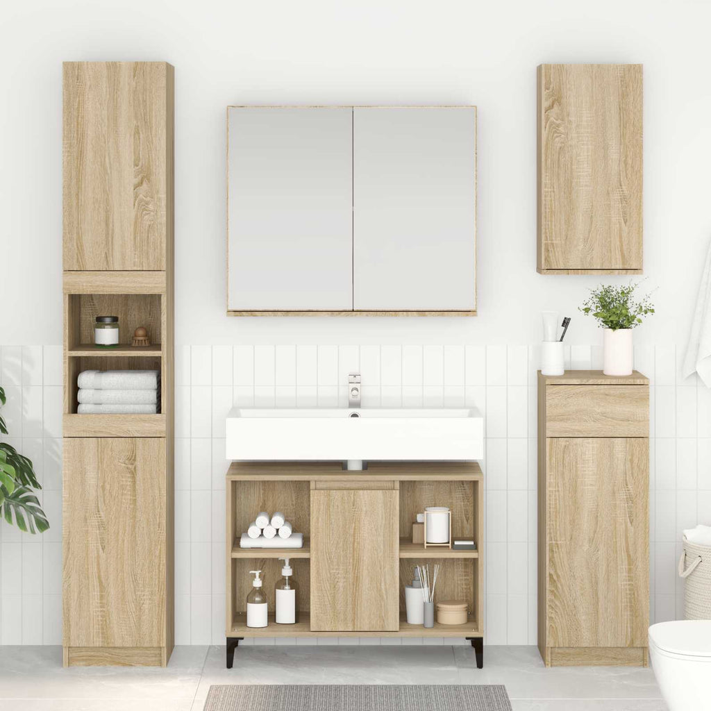 vidaXL Szafka umywalkowa z półką z drzwiami Dąb Sonoma 80 x 33 x 60 cm