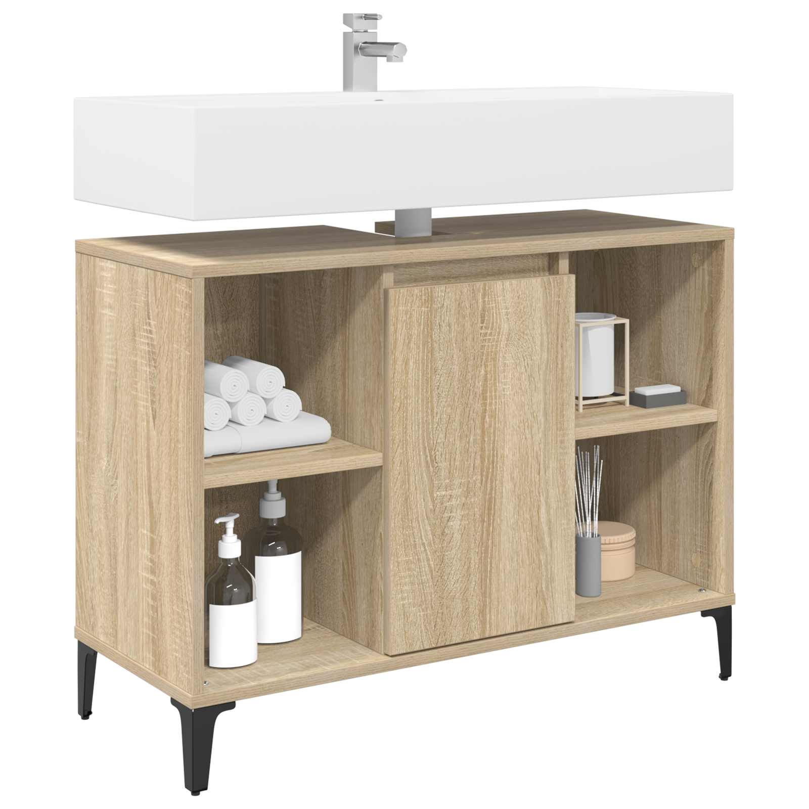 vidaXL Szafka umywalkowa z półką z drzwiami Dąb Sonoma 80 x 33 x 60 cm