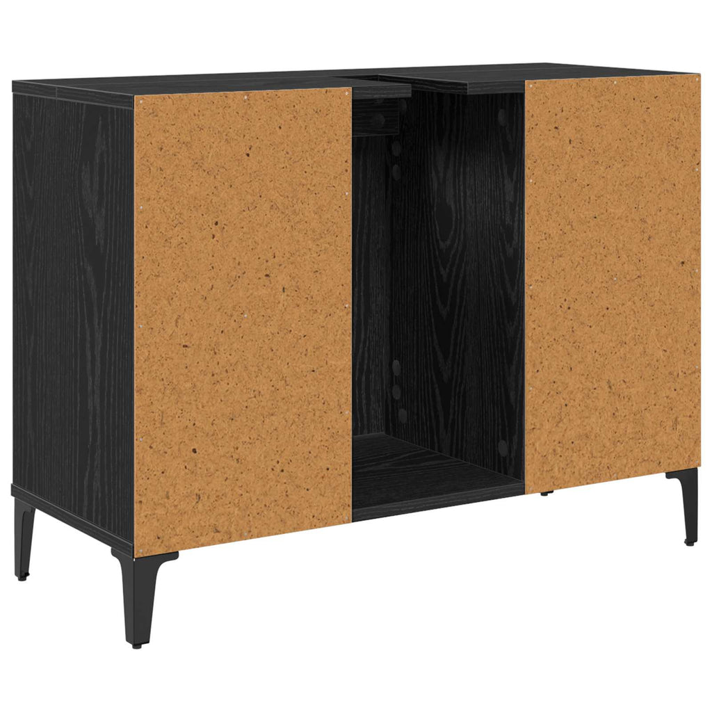 vidaXL Szafka umywalkowa z półką z drzwiami Czarny Dąb 80 x 33 x 60 cm