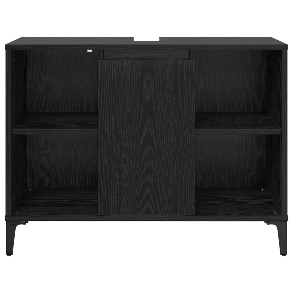 vidaXL Szafka umywalkowa z półką z drzwiami Czarny Dąb 80 x 33 x 60 cm