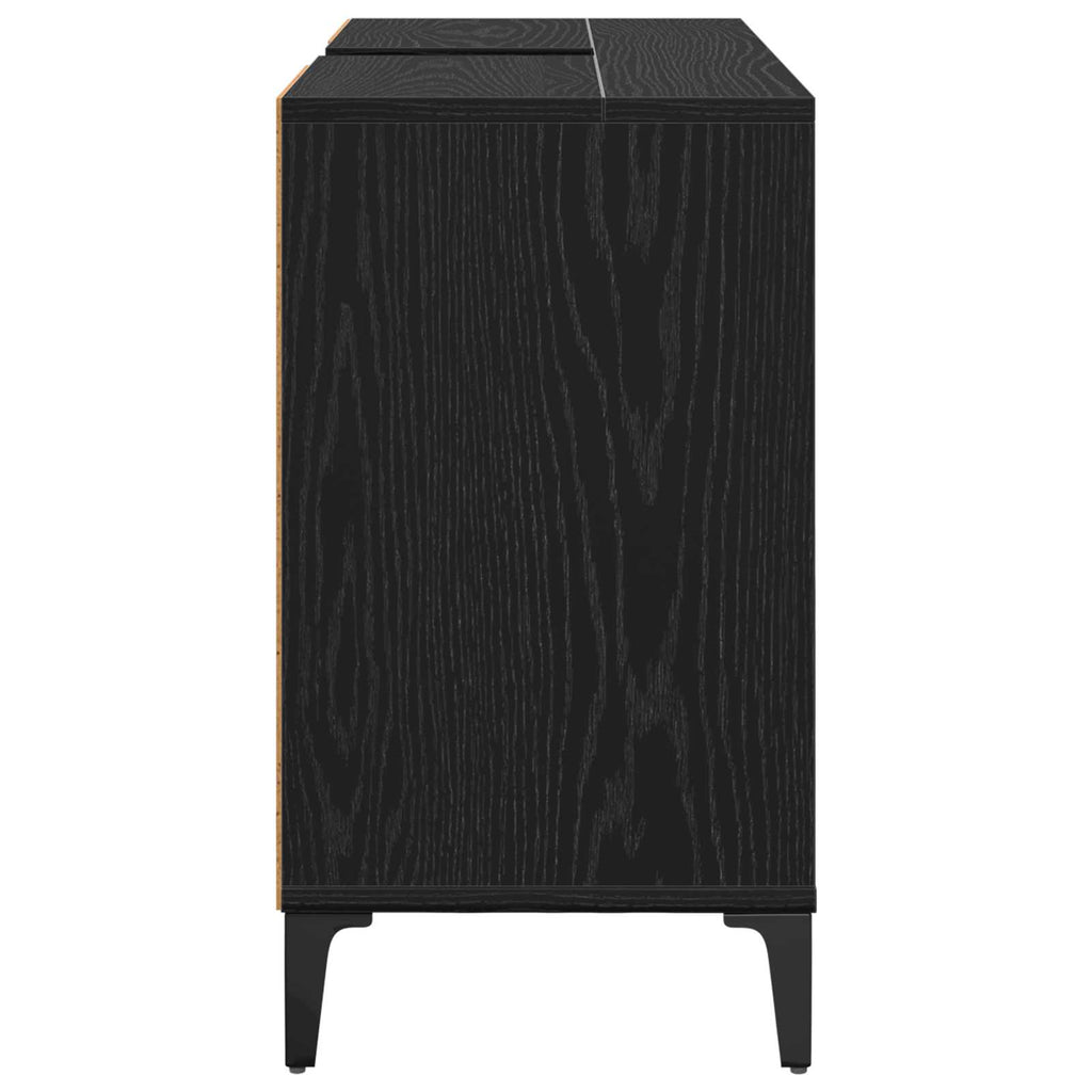 vidaXL Szafka umywalkowa z półką z drzwiami Czarny Dąb 80 x 33 x 60 cm