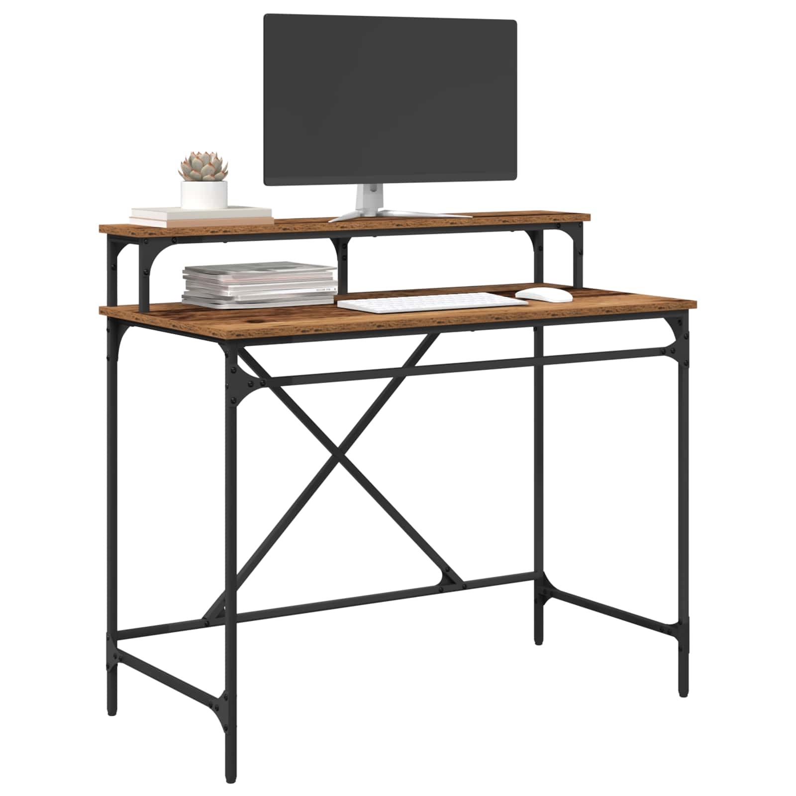 vidaXL Biurko Stare drewno 100 x 50 x 90 cm Materiał drewnopochodny