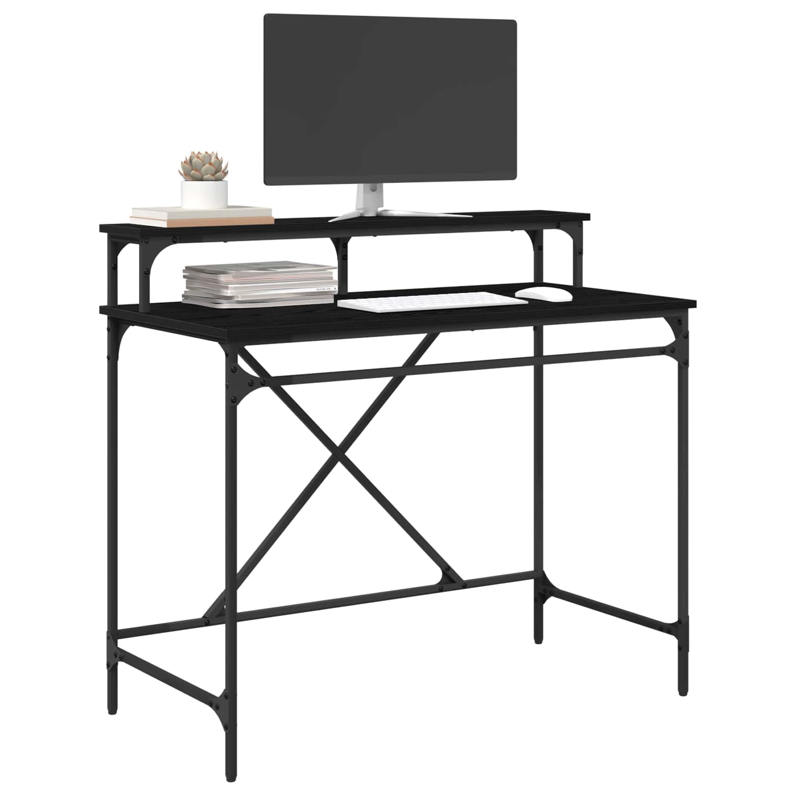 vidaXL Biurko Czarny Dąb 100 x 50 x 90 cm Materiał drewnopochodny