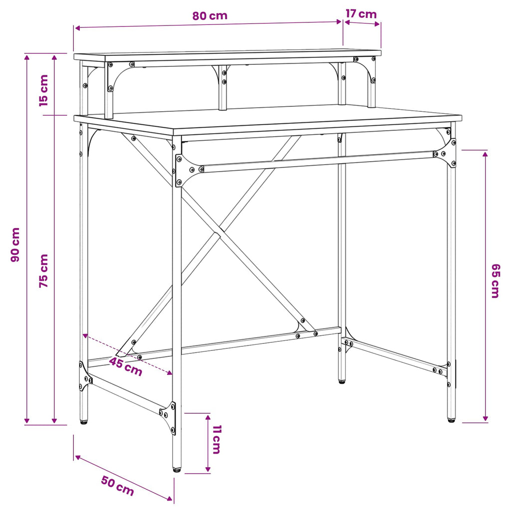 vidaXL Biurko Stare drewno 80 x 50 x 90 cm Materiał drewnopochodny