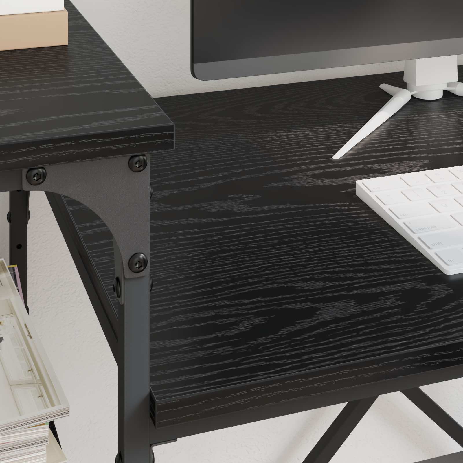 vidaXL Biurko Czarny Dąb 135 x 50 x 90 cm Materiał drewnopochodny