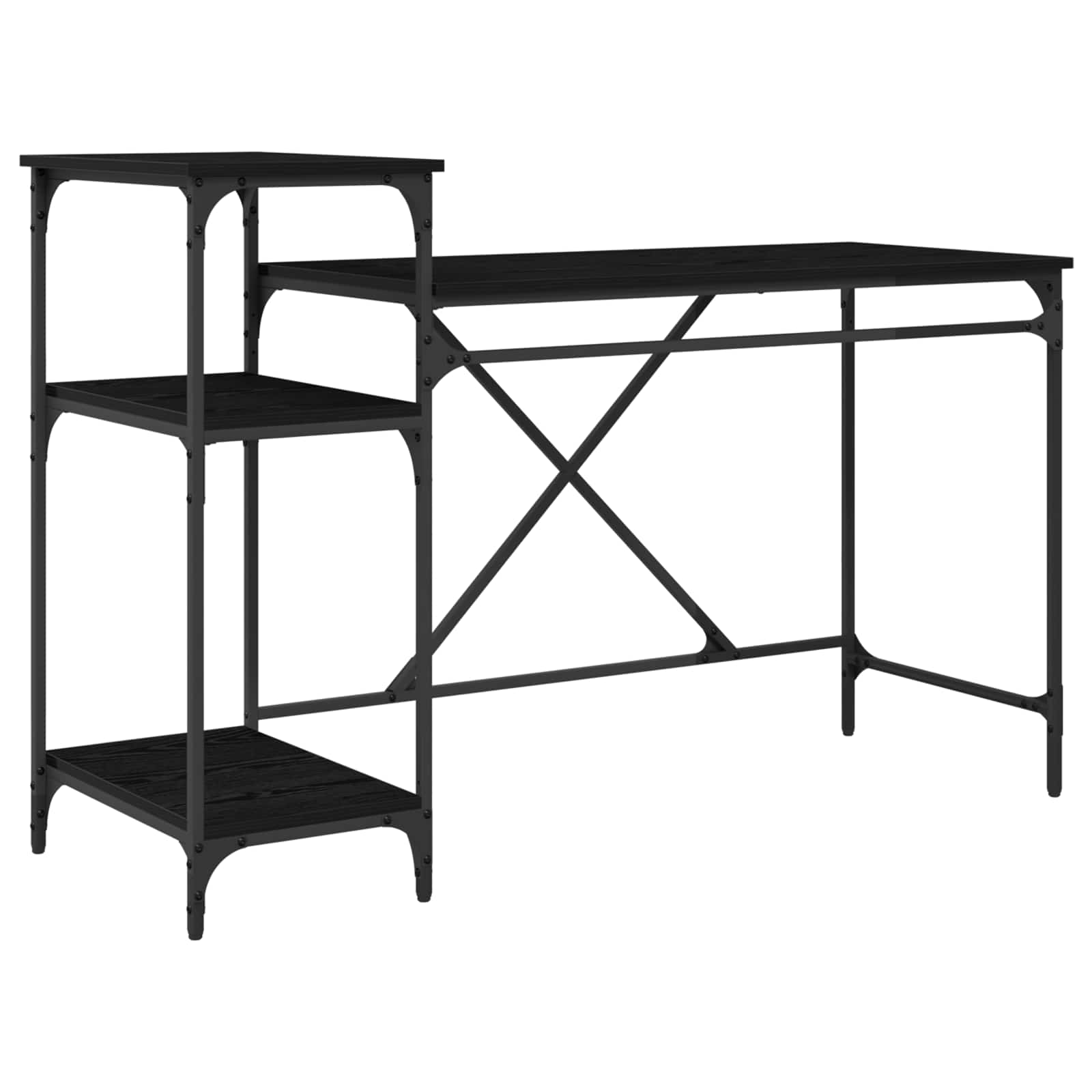 vidaXL Biurko Czarny Dąb 135 x 50 x 90 cm Materiał drewnopochodny