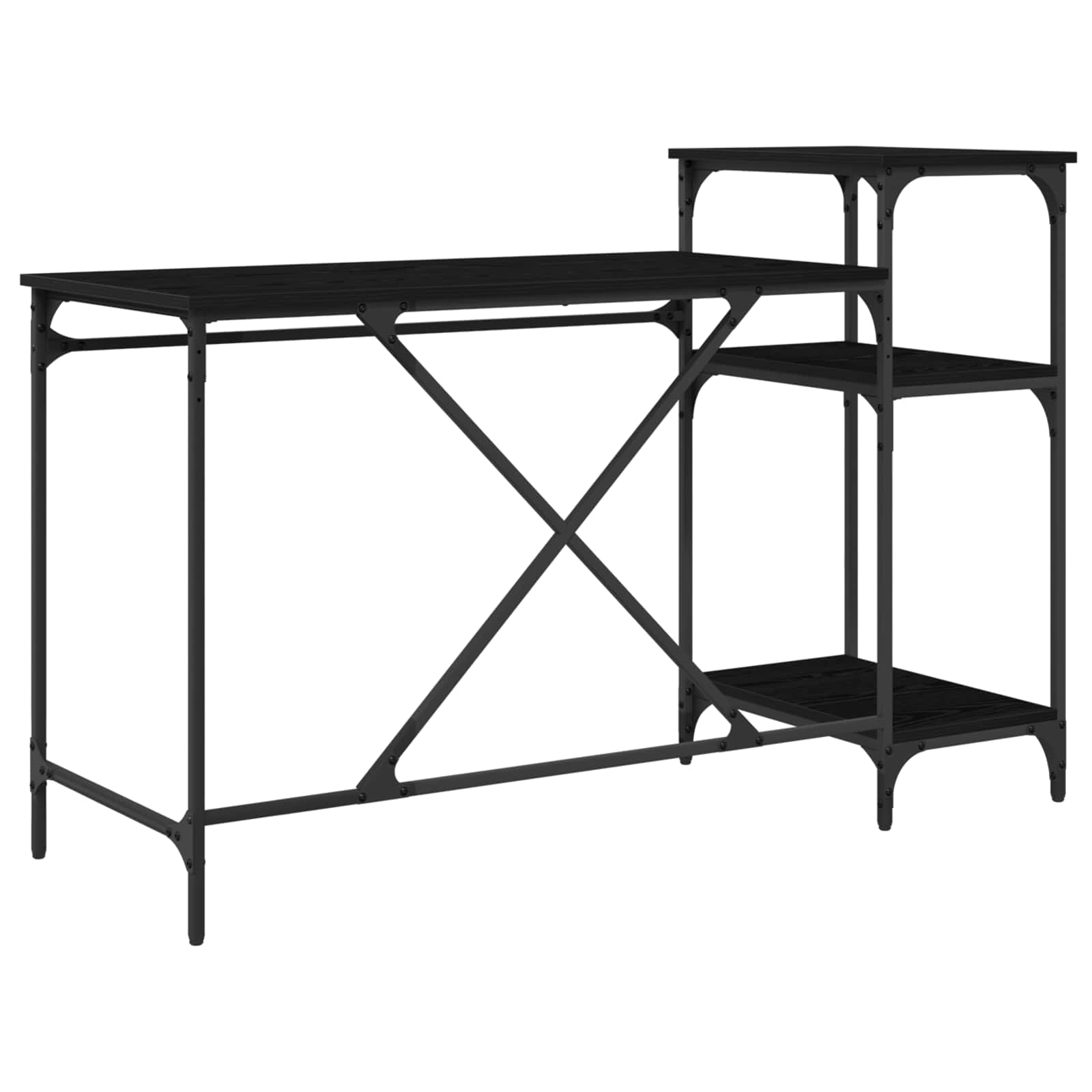 vidaXL Biurko Czarny Dąb 135 x 50 x 90 cm Materiał drewnopochodny