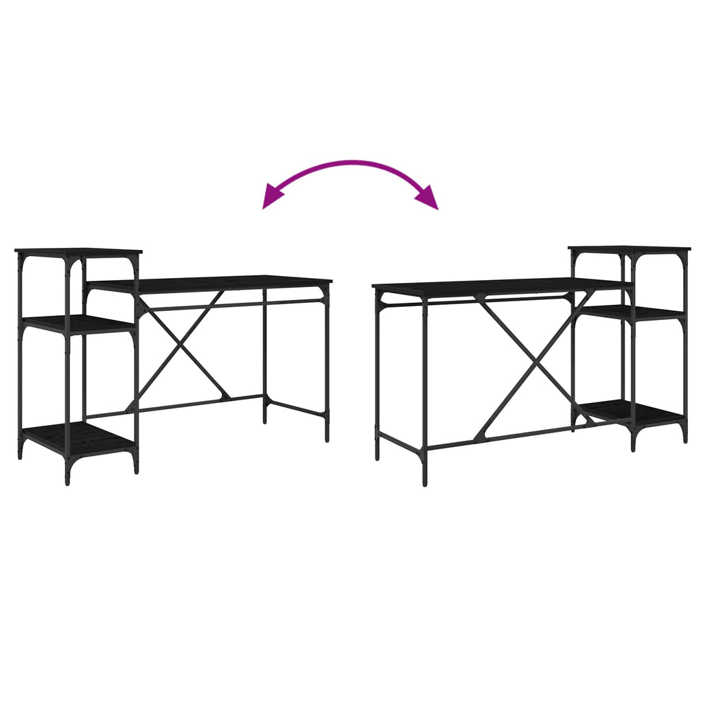vidaXL Biurko Czarny Dąb 135 x 50 x 90 cm Materiał drewnopochodny