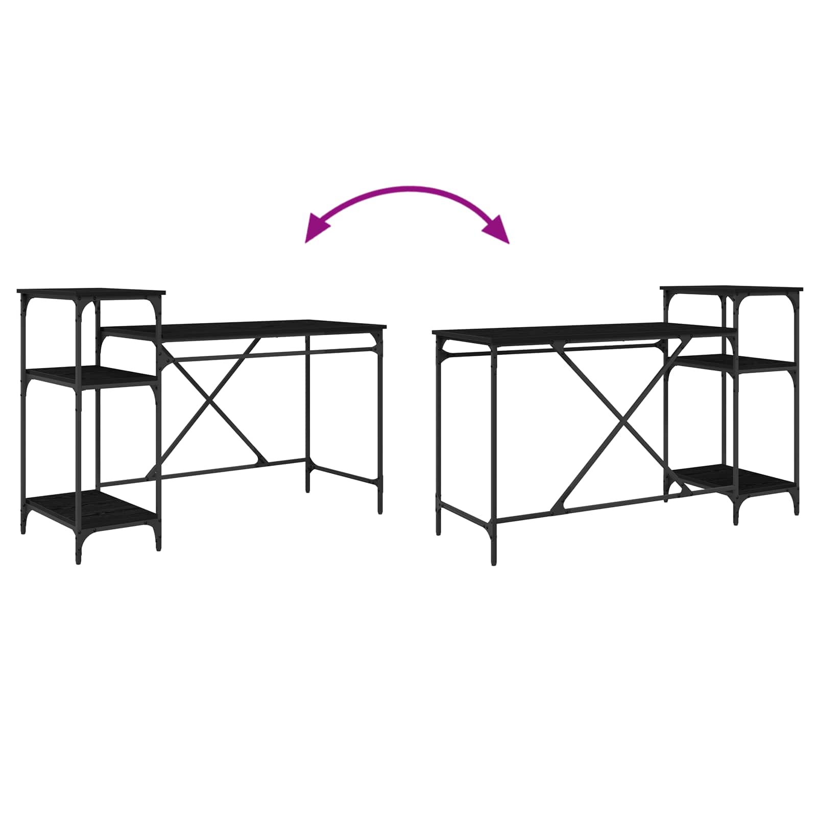 vidaXL Biurko Czarny Dąb 135 x 50 x 90 cm Materiał drewnopochodny