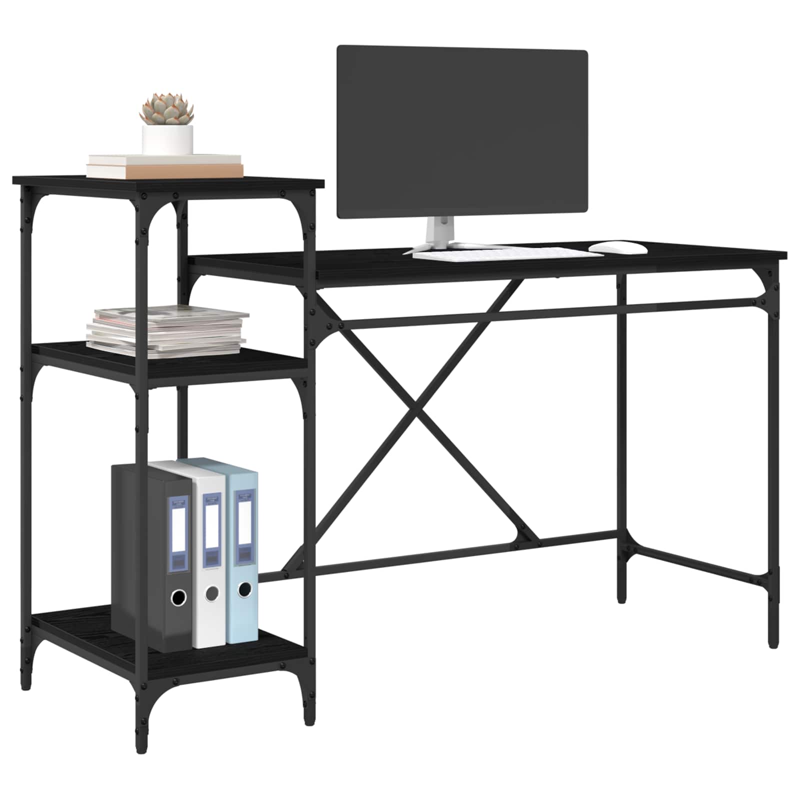 vidaXL Biurko Czarny Dąb 135 x 50 x 90 cm Materiał drewnopochodny