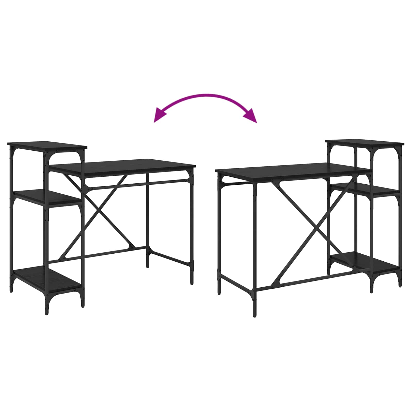 vidaXL Biurko Czarny Dąb 105 x 50 x 90 cm Materiał drewnopochodny