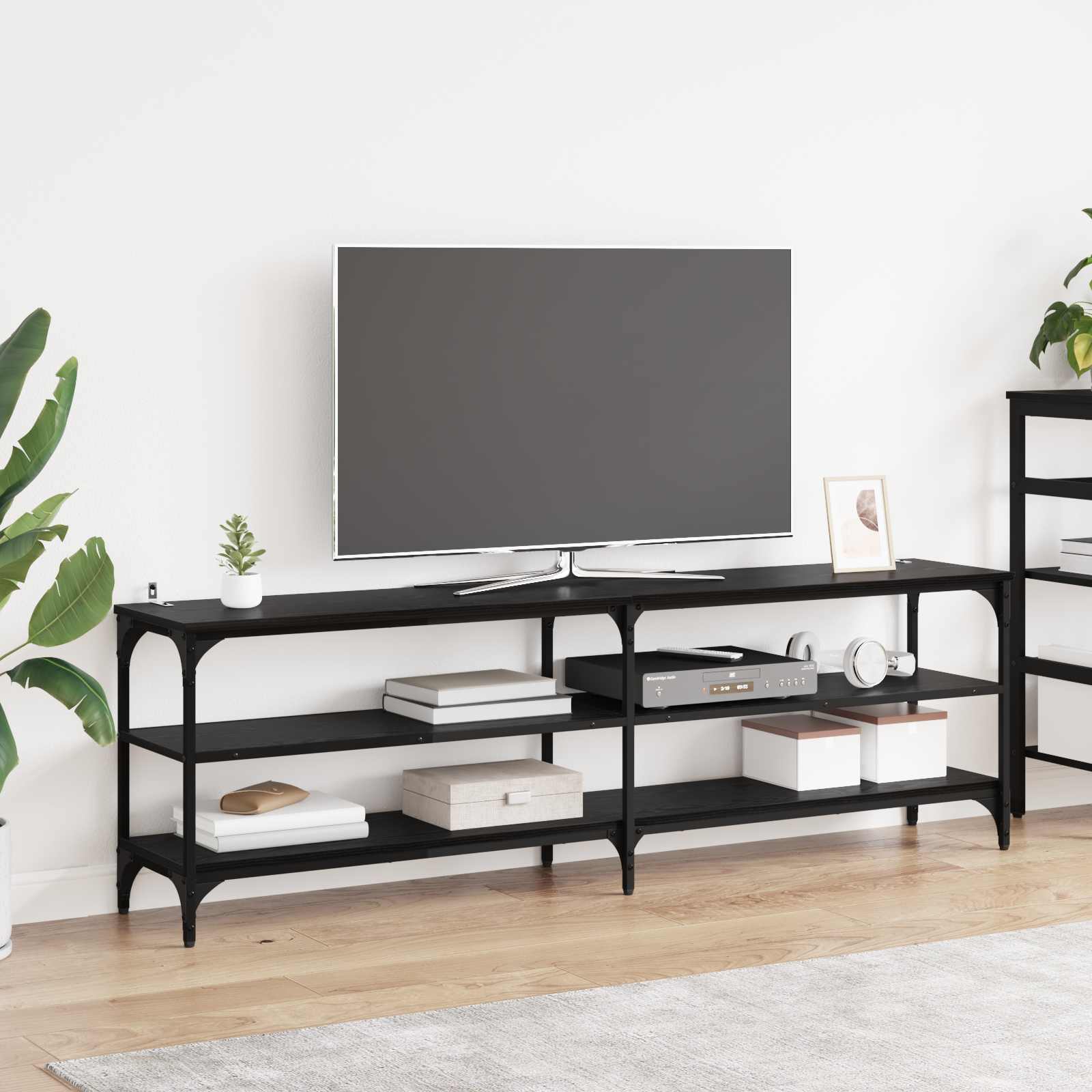 vidaXL Szafka pod telewizor Czarny Dąb 160 x 30 x 50 cm