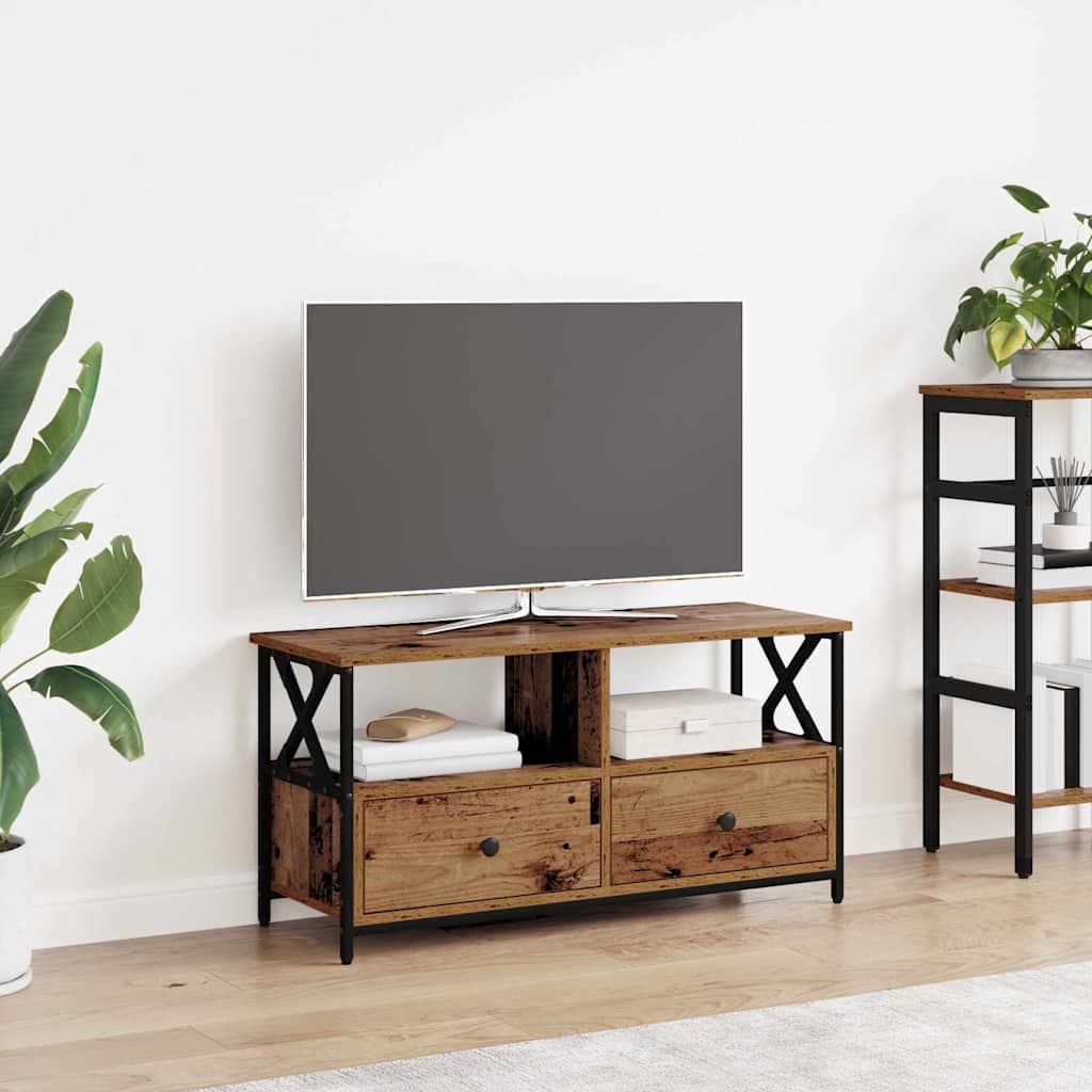 vidaXL Szafka pod telewizor z szufladą Stare drewno 90 x 33 x 45 cm