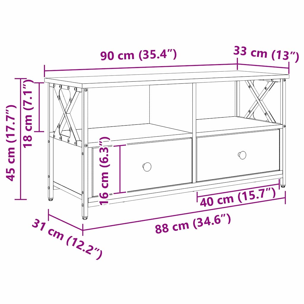 vidaXL Szafka pod telewizor Dąb rzemieślniczy 90 x 33 x 45 cm