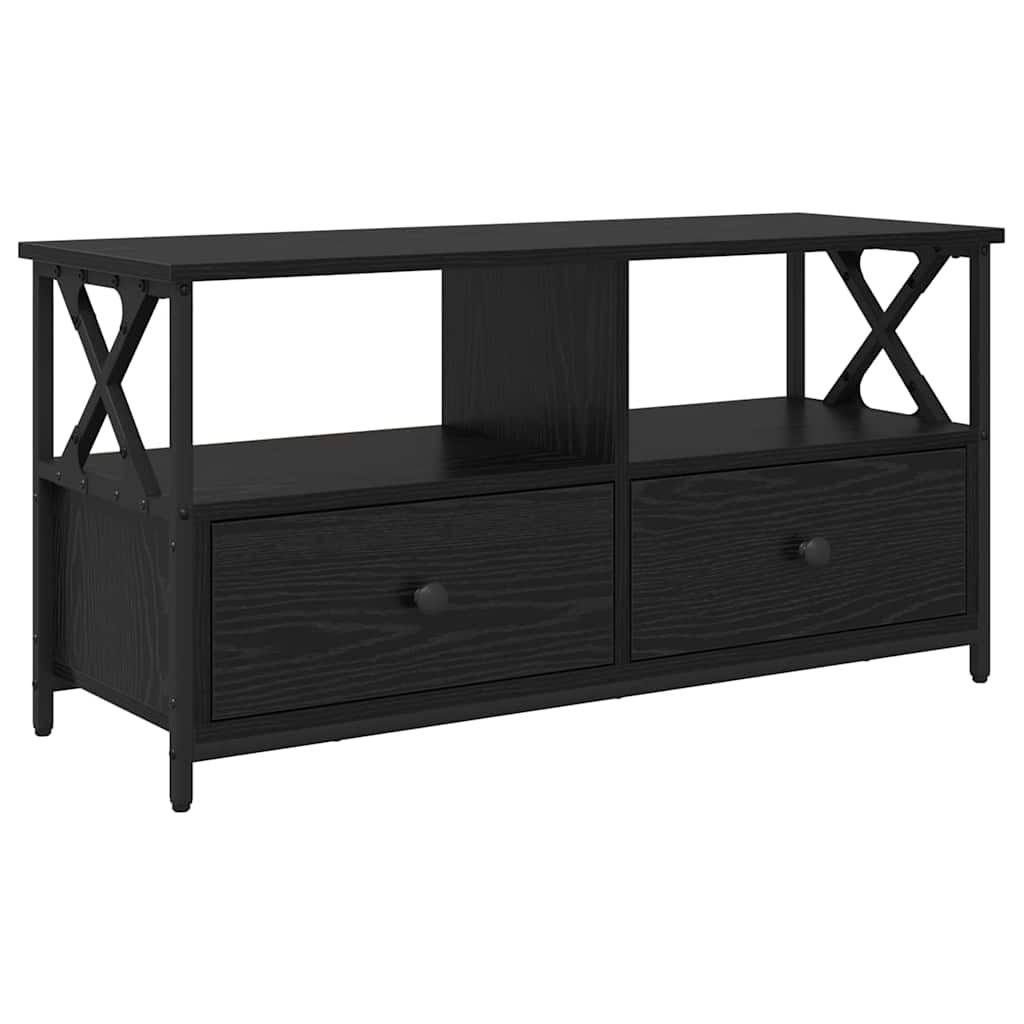 vidaXL Szafka pod telewizor z szufladą Czarny Dąb 90 x 33 x 45 cm