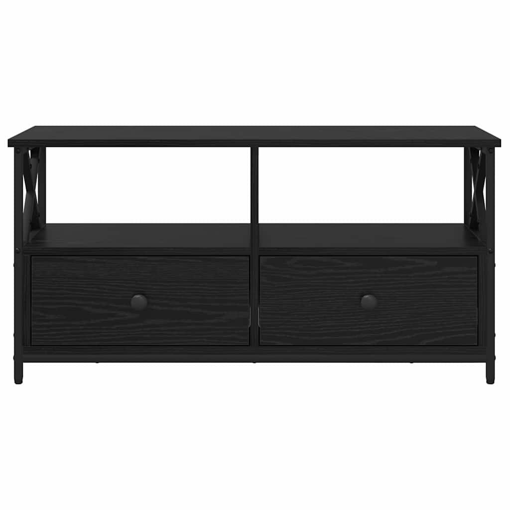 vidaXL Szafka pod telewizor z szufladą Czarny Dąb 90 x 33 x 45 cm