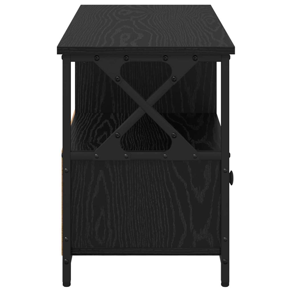 vidaXL Szafka pod telewizor z szufladą Czarny Dąb 90 x 33 x 45 cm
